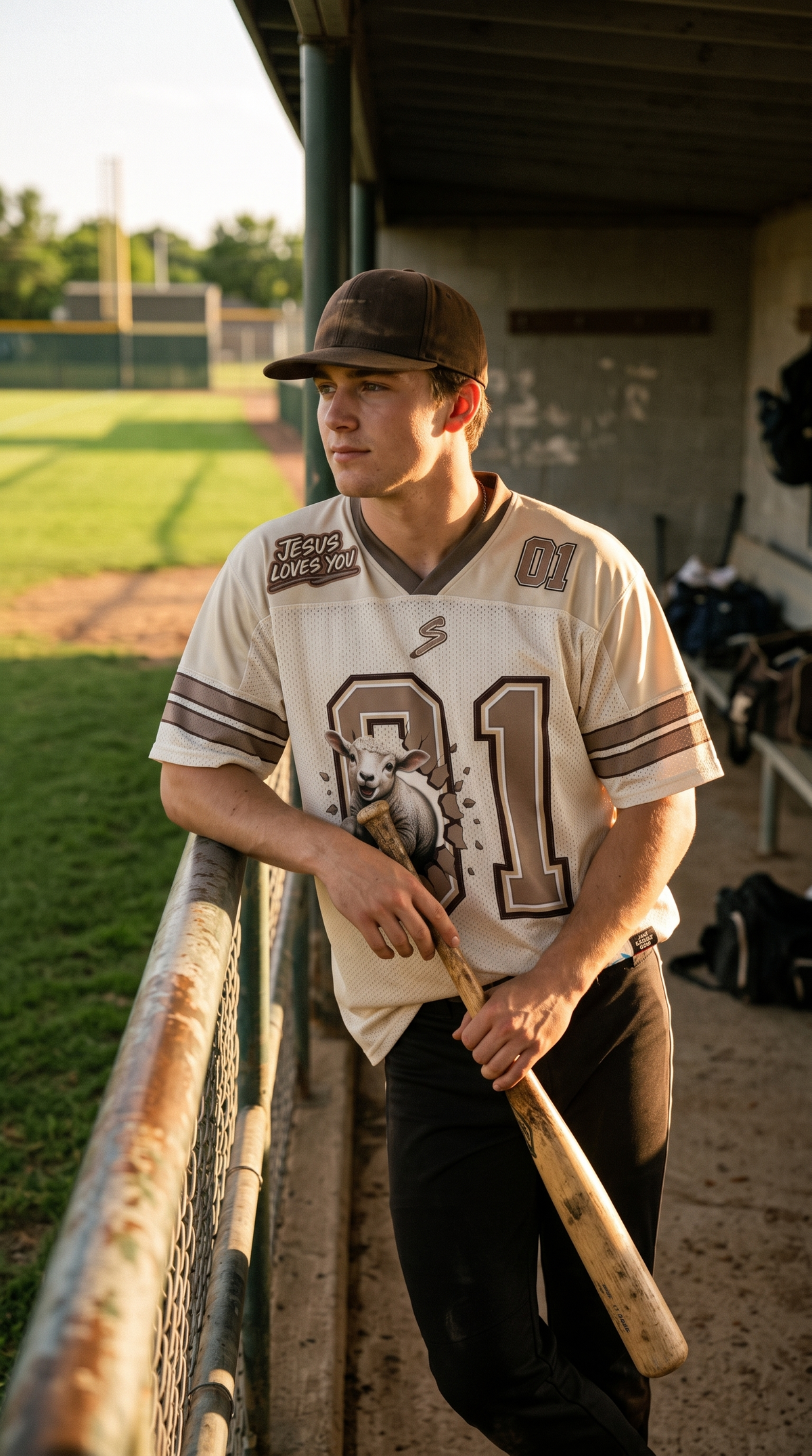 Jersey crema en el dugout