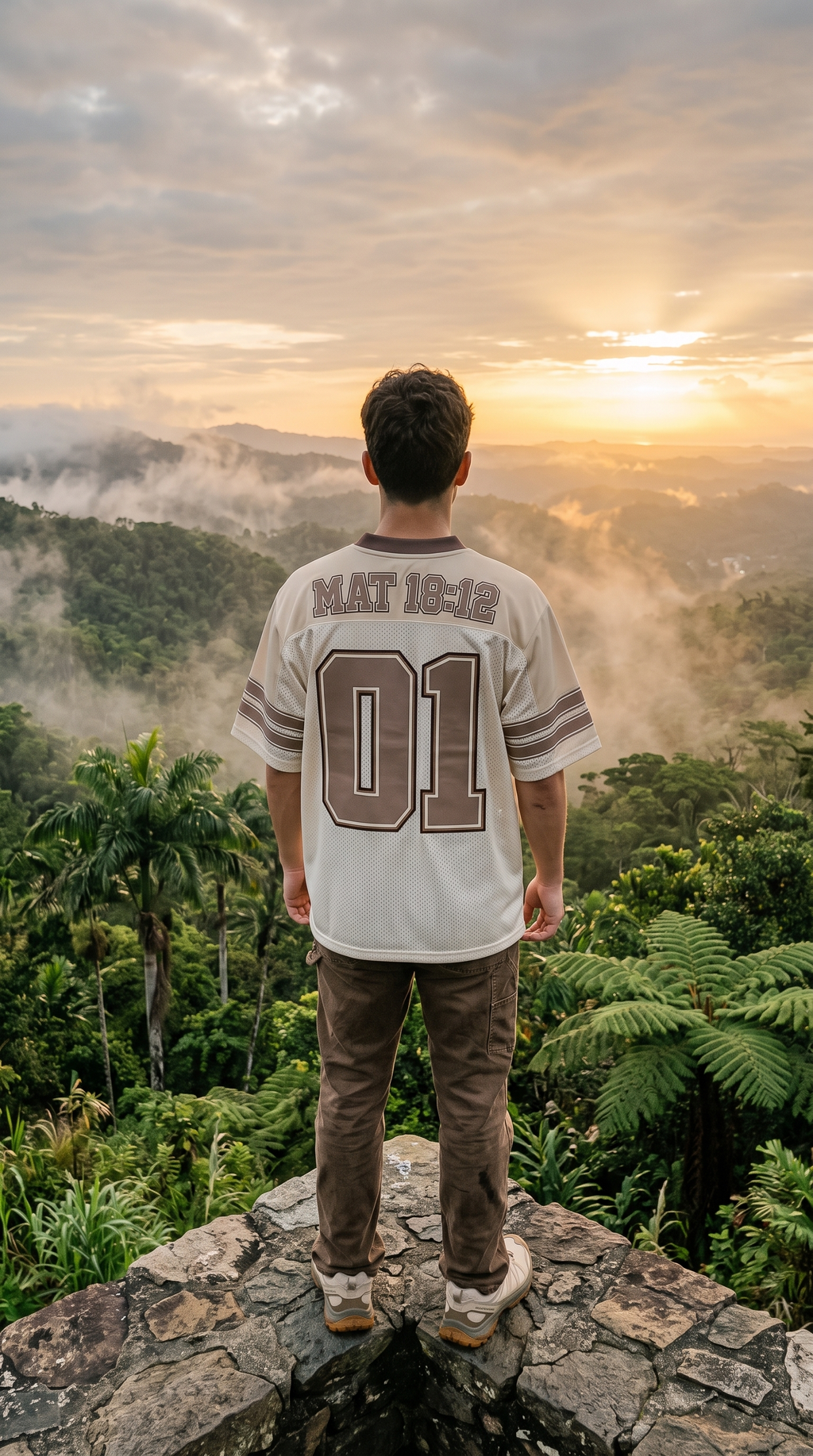 Espalda del jersey crema en El Yunque